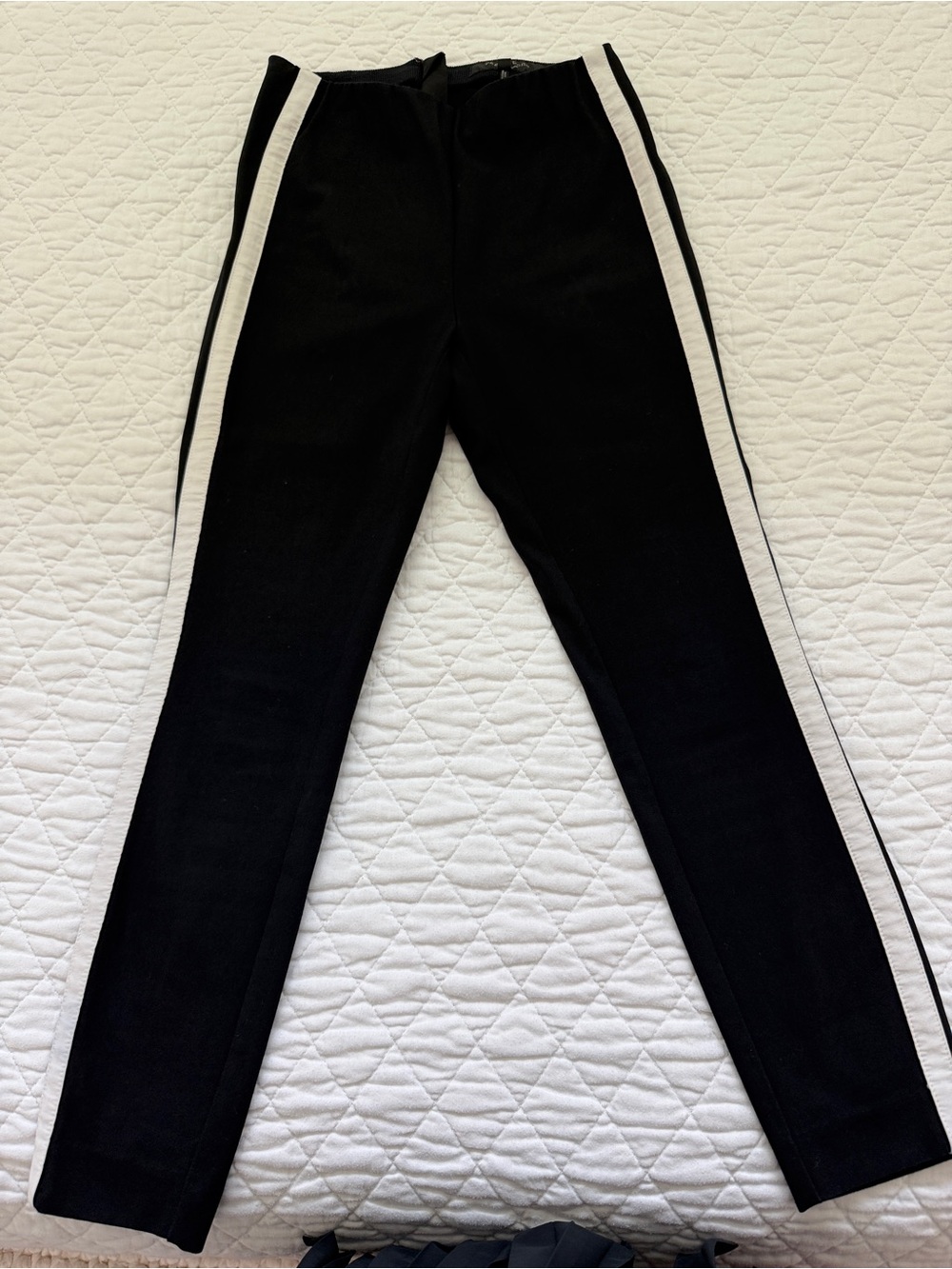 rag & bone Black Skinny Pants with White Side Stripes